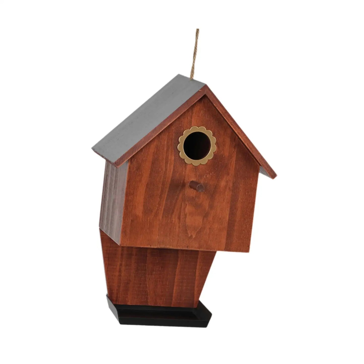 Wooden Bird House with Feeder (Farmhouse Design)