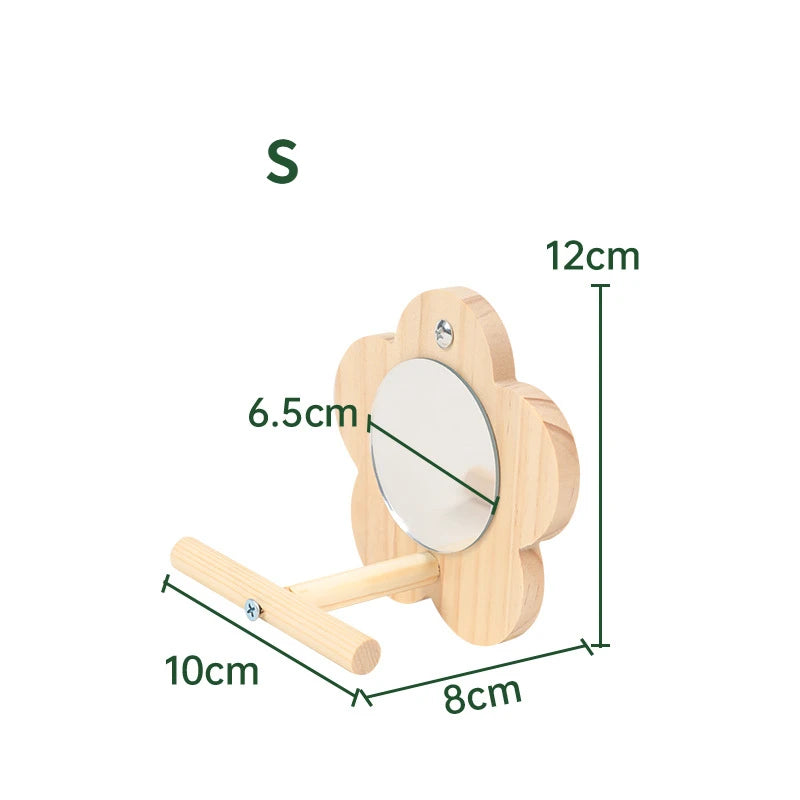 Bird Mirror Toy with Wooden Perch