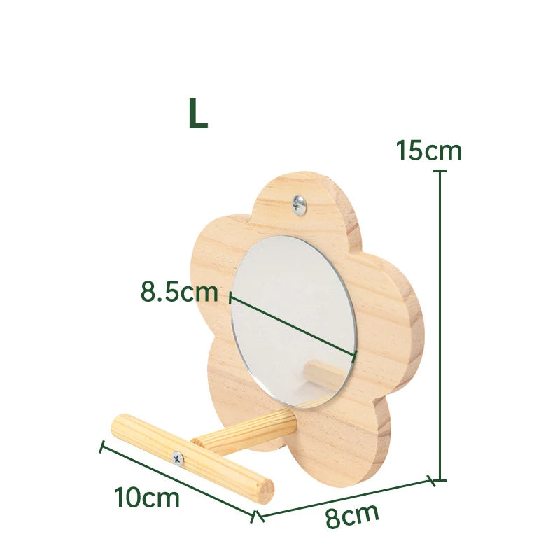 Bird Mirror Toy with Wooden Perch