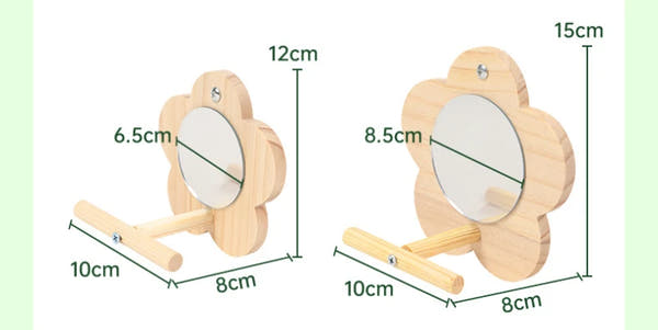 Bird Mirror Toy with Wooden Perch