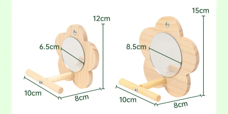 Bird Mirror Toy with Wooden Perch